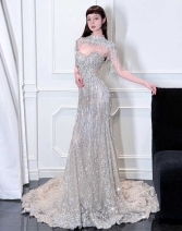 鱼尾晚礼服高端轻奢高级感宴会气质流苏订婚宴party重工新娘婚纱