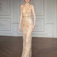 鱼尾晚礼服裙2025新款主持人年会连衣裙亮片气质名媛生日高端轻奢